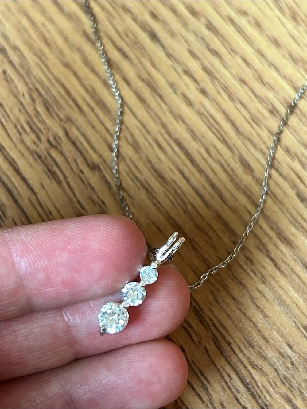 Vintage Clear Sparkly Rhinestone Necklace Sterling Silver Chain